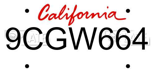9CGW664 California License Plate