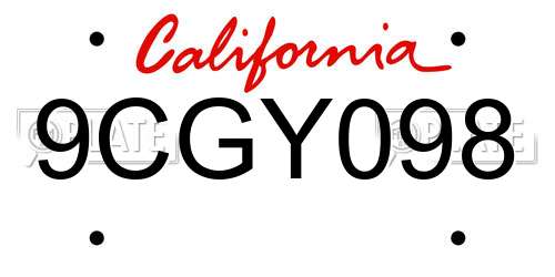 9CGY098 California License Plate