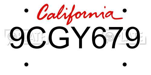 9CGY679 California License Plate