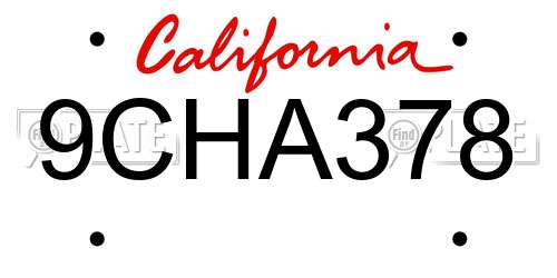 9CHA378 California License Plate