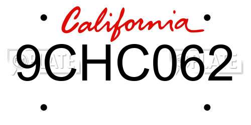 9CHC062 California License Plate