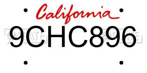 9CHC896 California License Plate