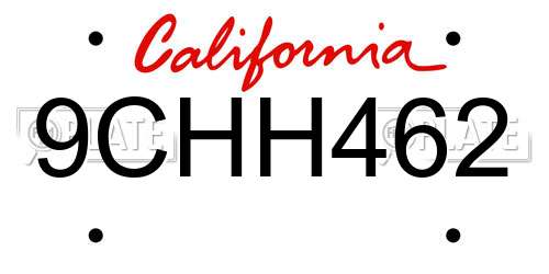 9CHH462 California License Plate