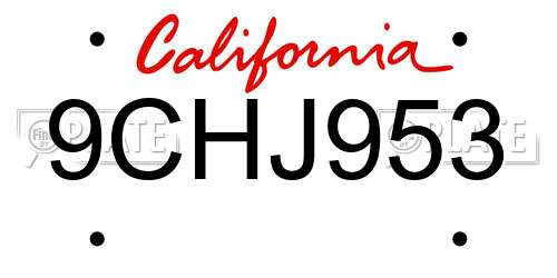 9CHJ953 California License Plate