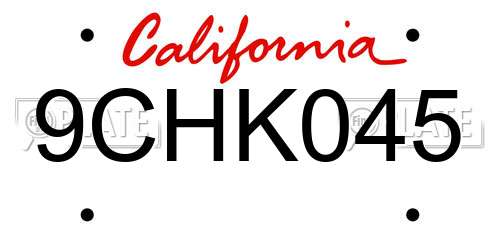 9CHK045 California License Plate