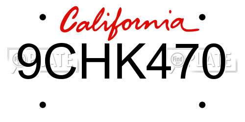 9CHK470 California License Plate