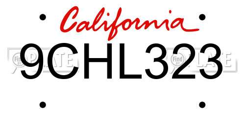 9CHL323 California License Plate