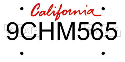 9CHM565 California License Plate
