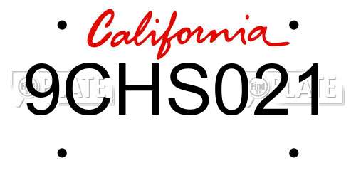 9CHS021 California License Plate