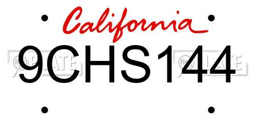 9CHS144 California License Plate