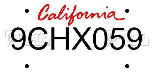 9CHX059 California License Plate