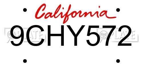 9CHY572 California License Plate