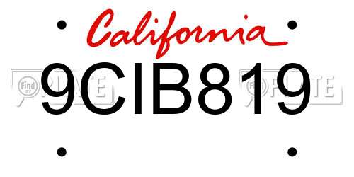 9CIB819 California License Plate