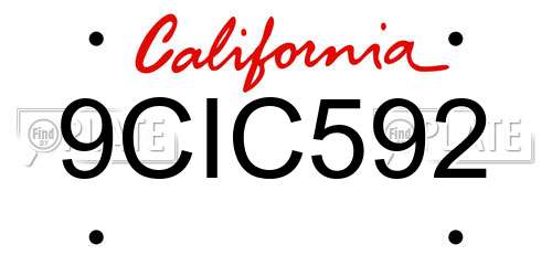 9CIC592 California License Plate