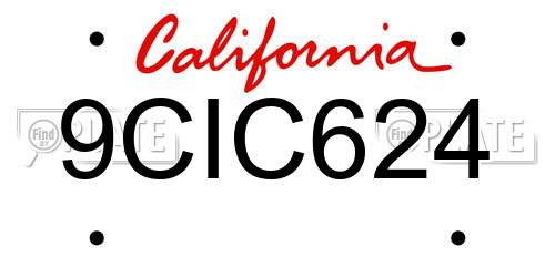9CIC624 California License Plate