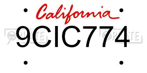 9CIC774 California License Plate