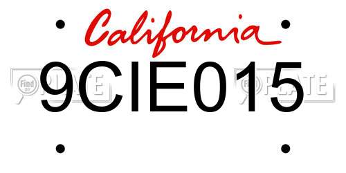9CIE015 California License Plate