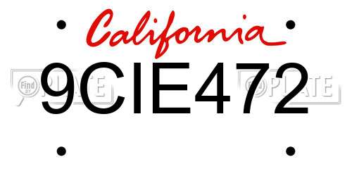 9CIE472 California License Plate