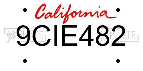 9CIE482 California License Plate