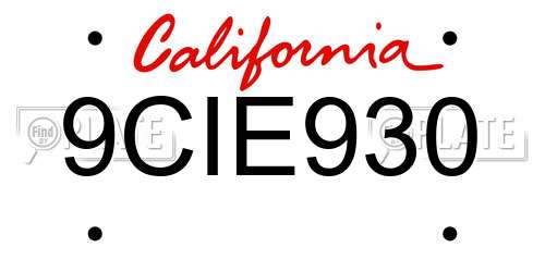 9CIE930 California License Plate