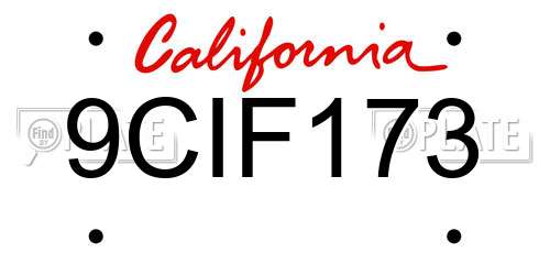 9CIF173 California License Plate