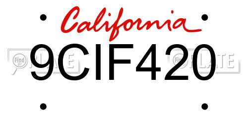 9CIF420 California License Plate
