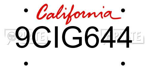 9CIG644 California License Plate