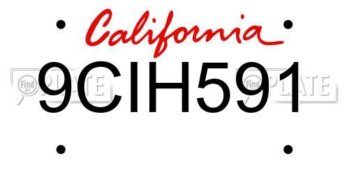9CIH591 California License Plate
