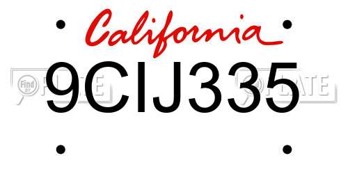 9CIJ335 California License Plate