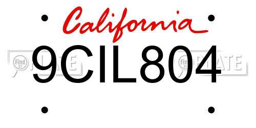 9CIL804 California License Plate