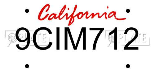 9CIM712 California License Plate