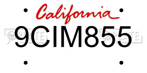 9CIM855 California License Plate