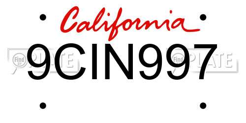 9CIN997 California License Plate