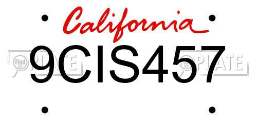 9CIS457 California License Plate