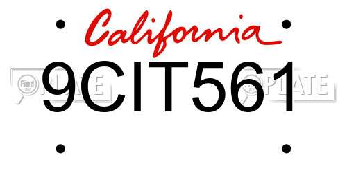 9CIT561 California License Plate
