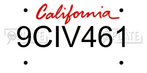 9CIV461 California License Plate