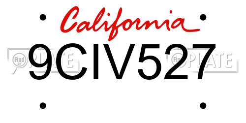 9CIV527 California License Plate
