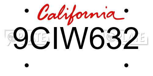 9CIW632 California License Plate