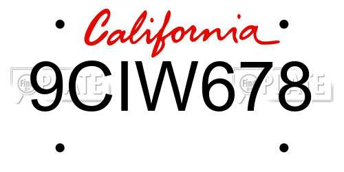 9CIW678 California License Plate