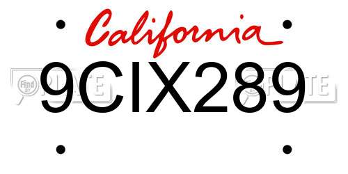 9CIX289 California License Plate