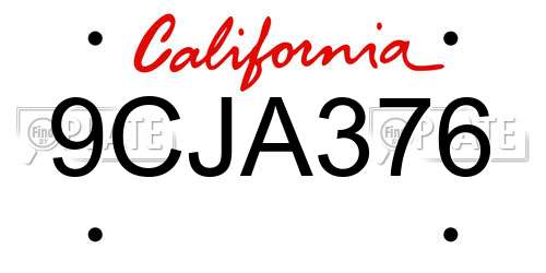 9CJA376 California License Plate