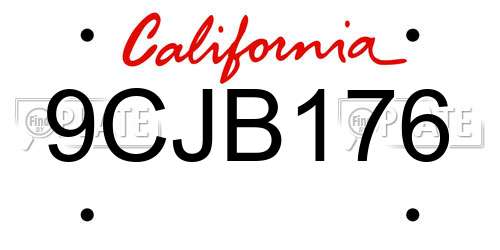 9CJB176 California License Plate