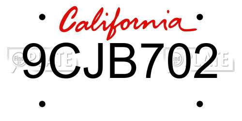 9CJB702 California License Plate