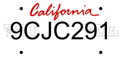 9CJC291 California License Plate