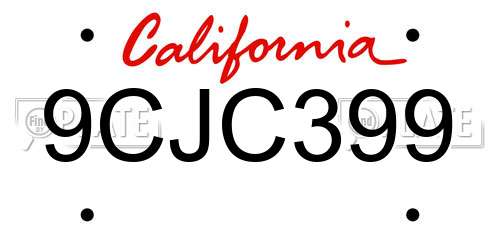 9CJC399 California License Plate