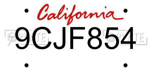 9CJF854 California License Plate