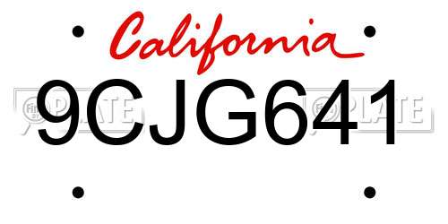 9CJG641 California License Plate