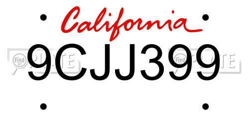 9CJJ399 California License Plate