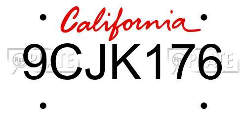 9CJK176 California License Plate