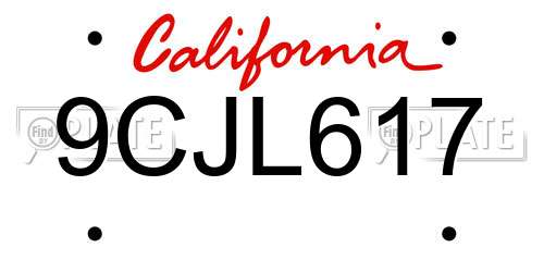 9CJL617 California License Plate
